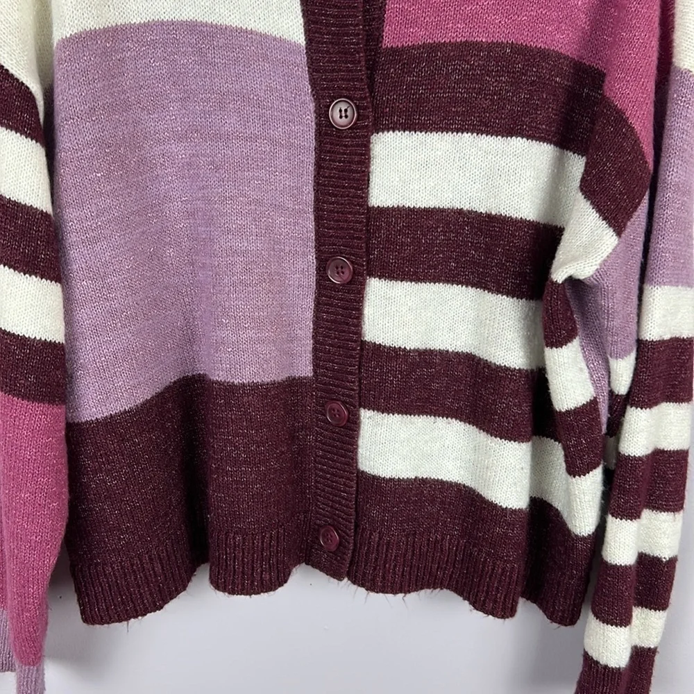 Lane Bryant Classic Button Front Cardigan Sweater Size 18/20 Maroon Colourblock - Picture 4 of 11